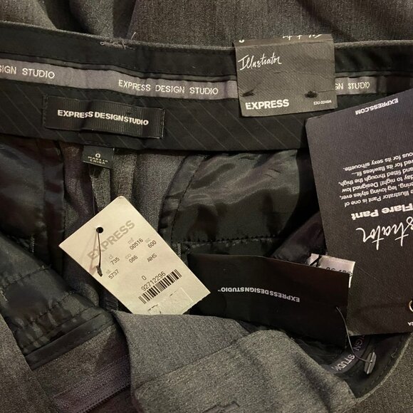 Express Women's Grey Illustrator Lean Flare Pant - Size 0 - NWT - Picture 4 of 4